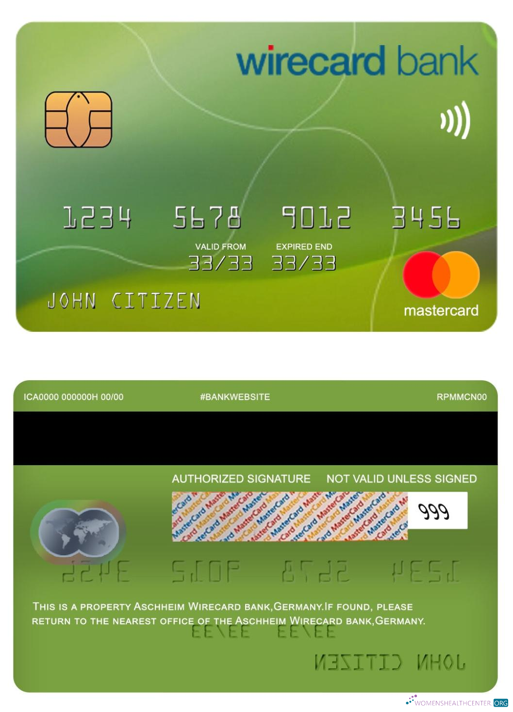 Download Germany Aschheim Wirecard bank mastercard Photoshop template